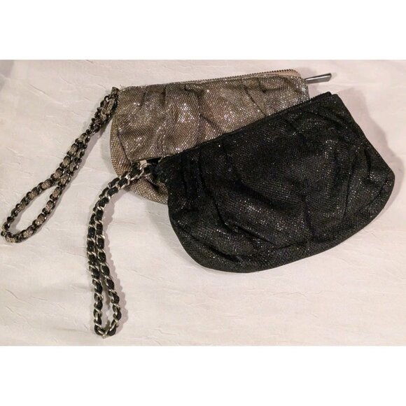 2 EXPRESS Wristlet Purse Metallic Disco Glam Clutch Bag Evening Prom Shimmery - Picture 12 of 16